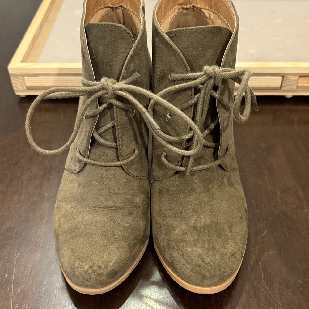 Maurices Olive Lace-Up Ankle Boots